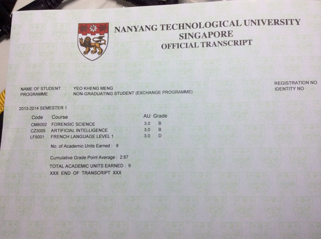 NTU transcript